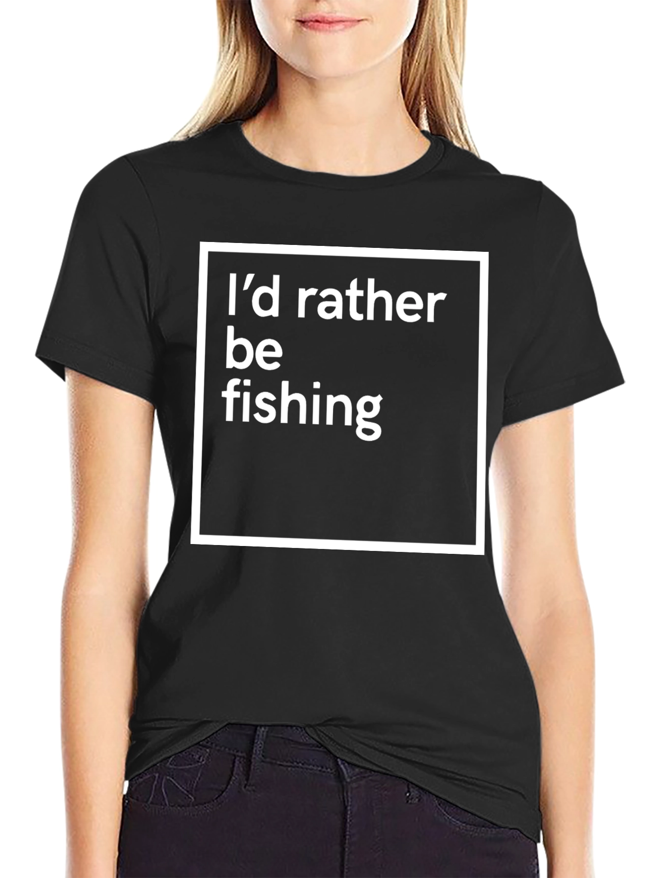 Id Rather Be Fishing Black T-Shirt