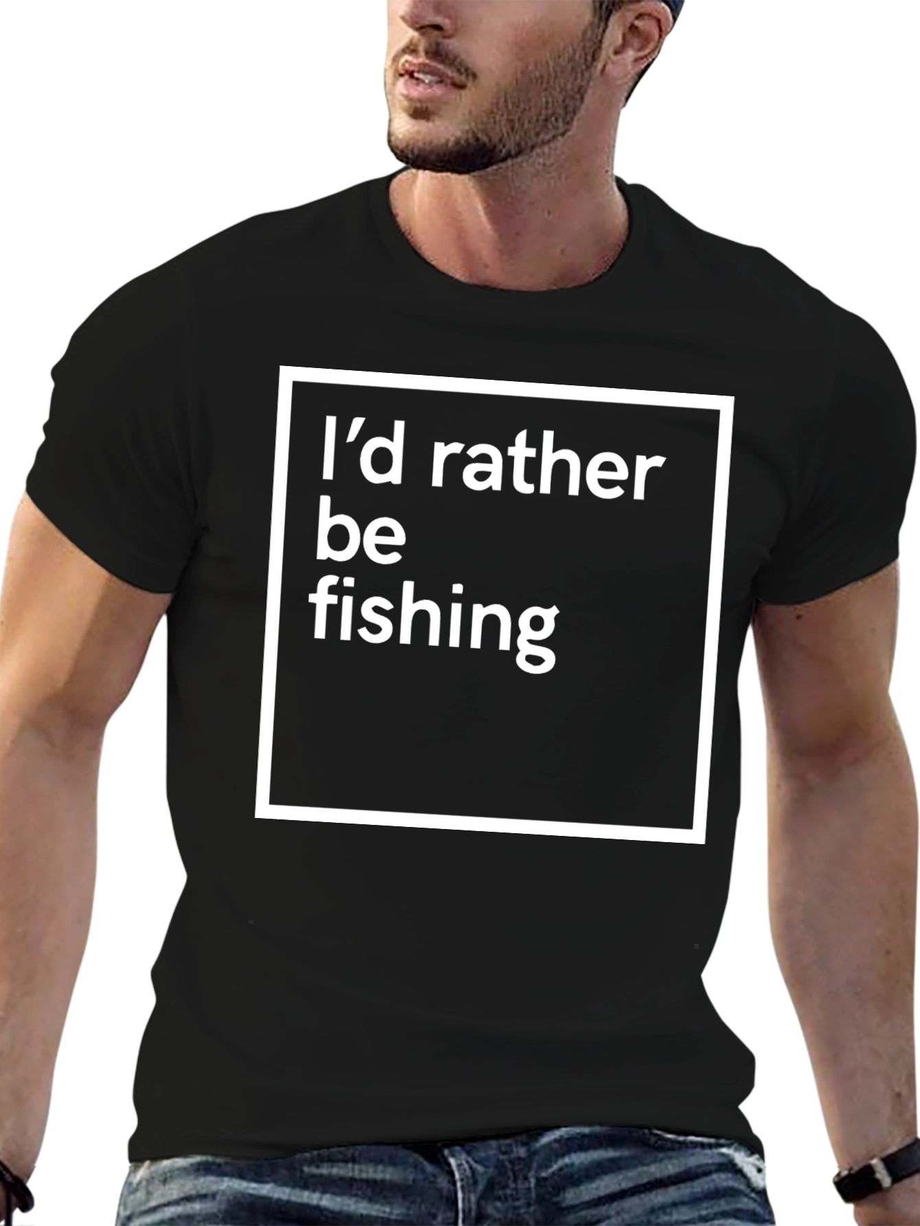 Id Rather Be Fishing Black T-Shirt