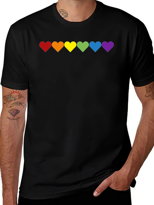 LGBT Pride Rainbow Hearts Black T-Shirt