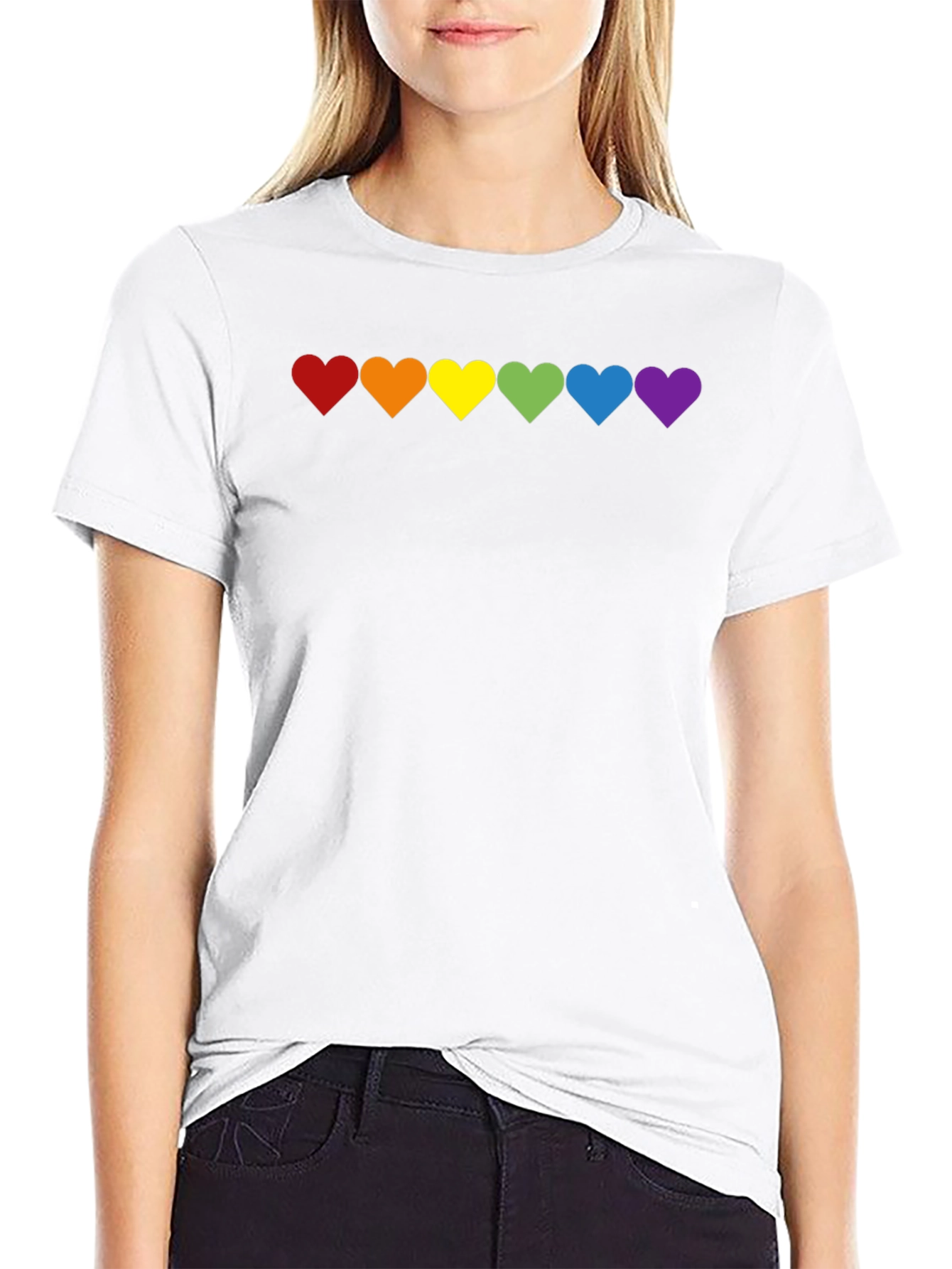 LGBT Pride Rainbow Hearts Black T-Shirt