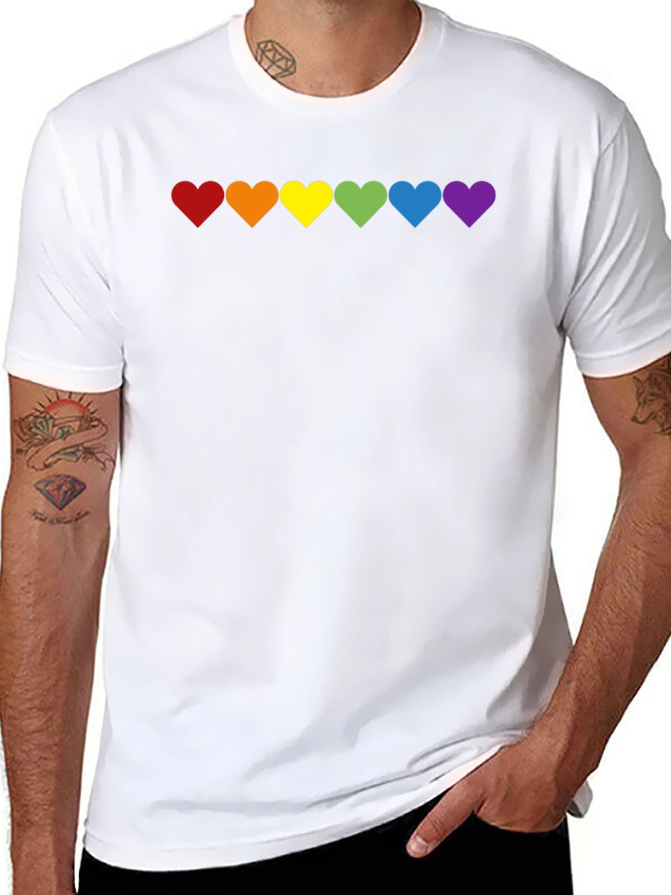LGBT Pride Rainbow Hearts Black T-Shirt