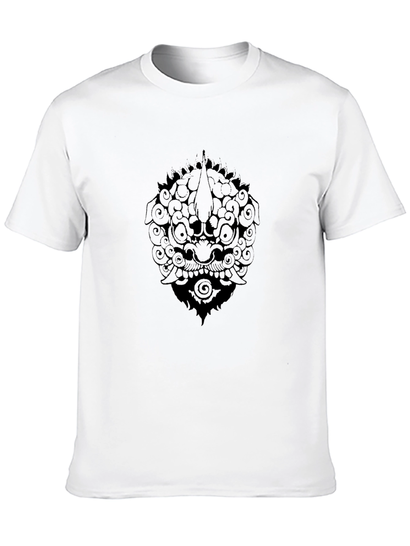 Black Graphic Tee: Foo Dog Design