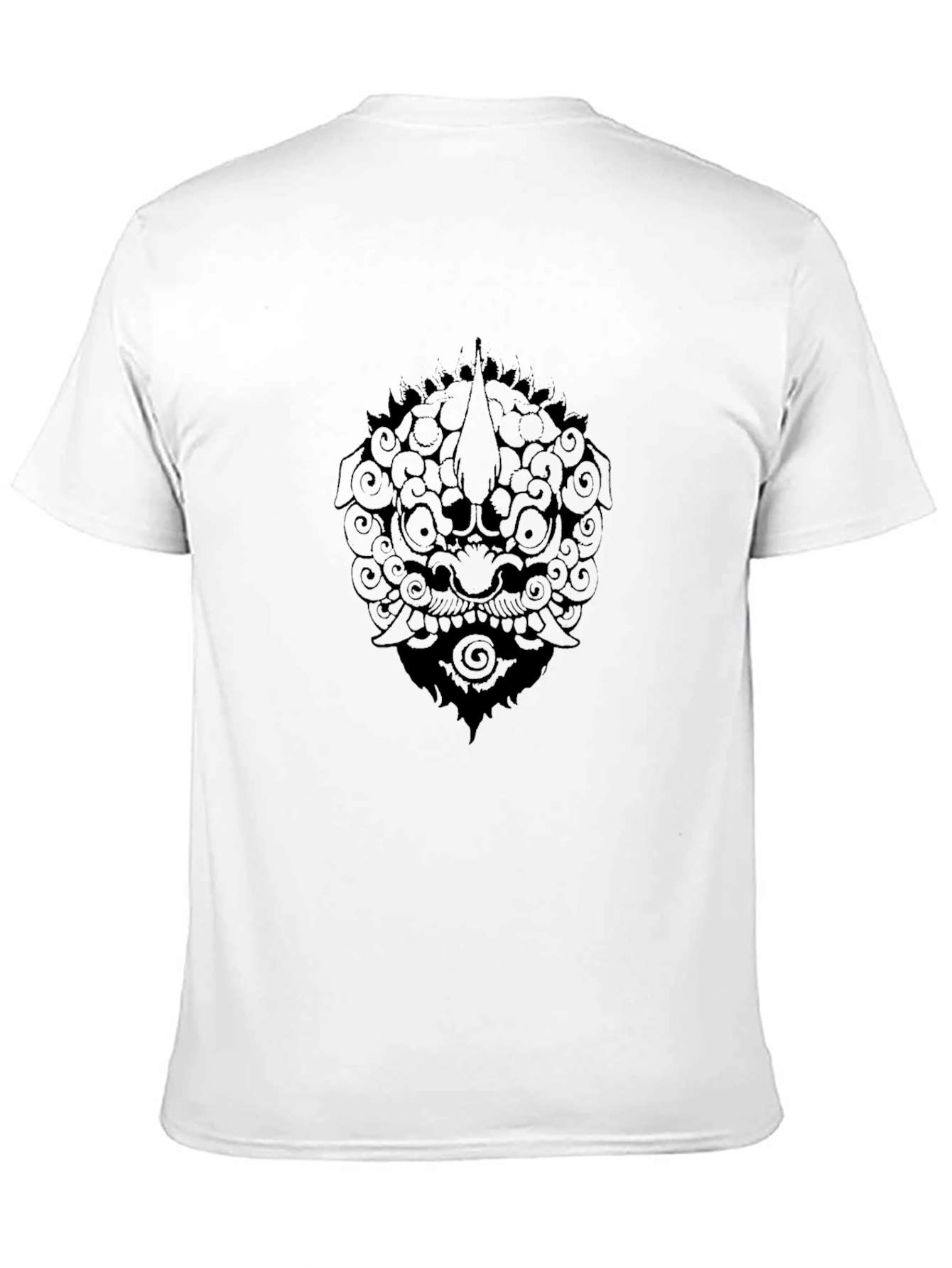 Black Graphic Tee: Foo Dog Design