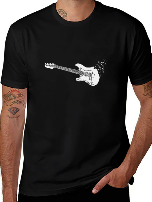 Electric Guitar Graphic Tee - Black Cotton Comfort