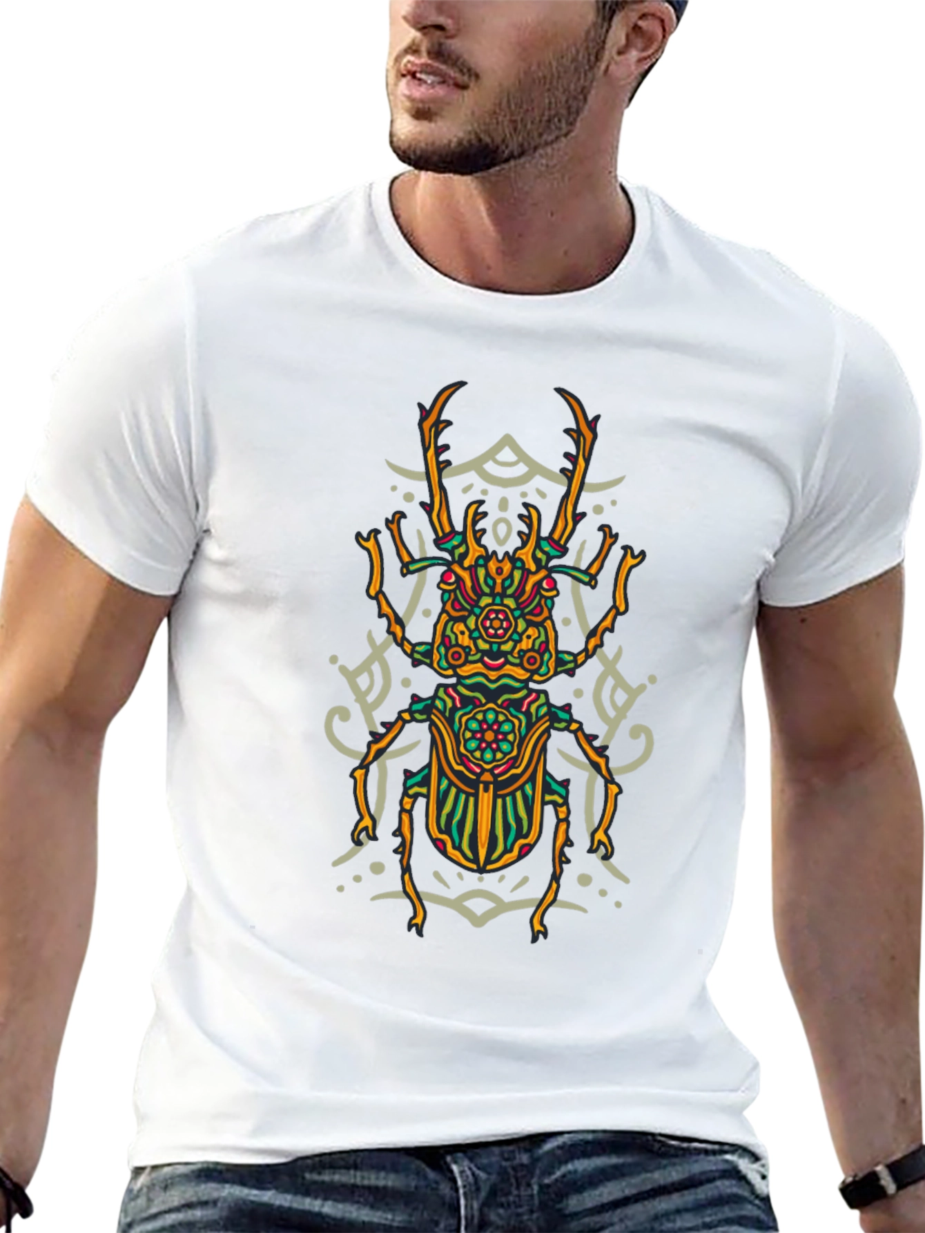 Abstract Beetle Graphic Print T-Shirt