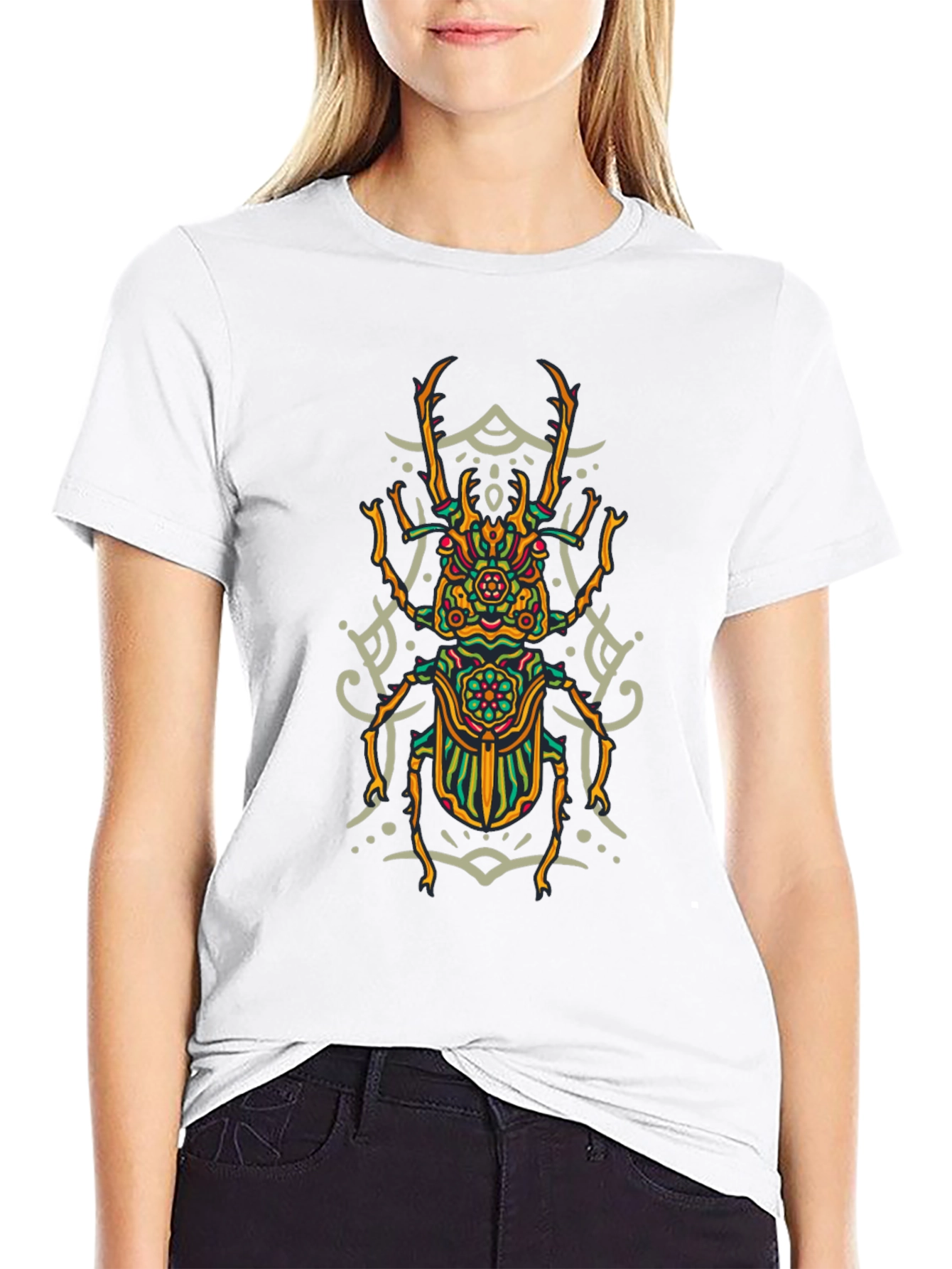 Abstract Beetle Graphic Print T-Shirt