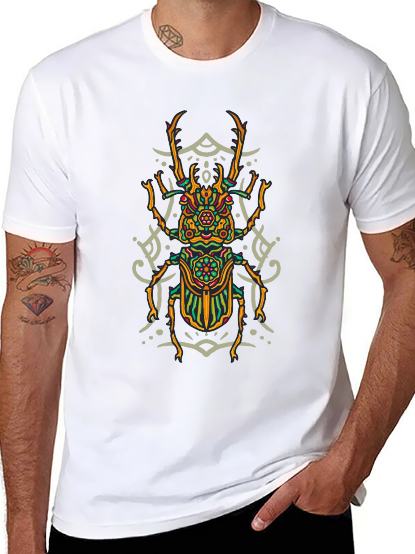 Abstract Beetle Graphic Print T-Shirt
