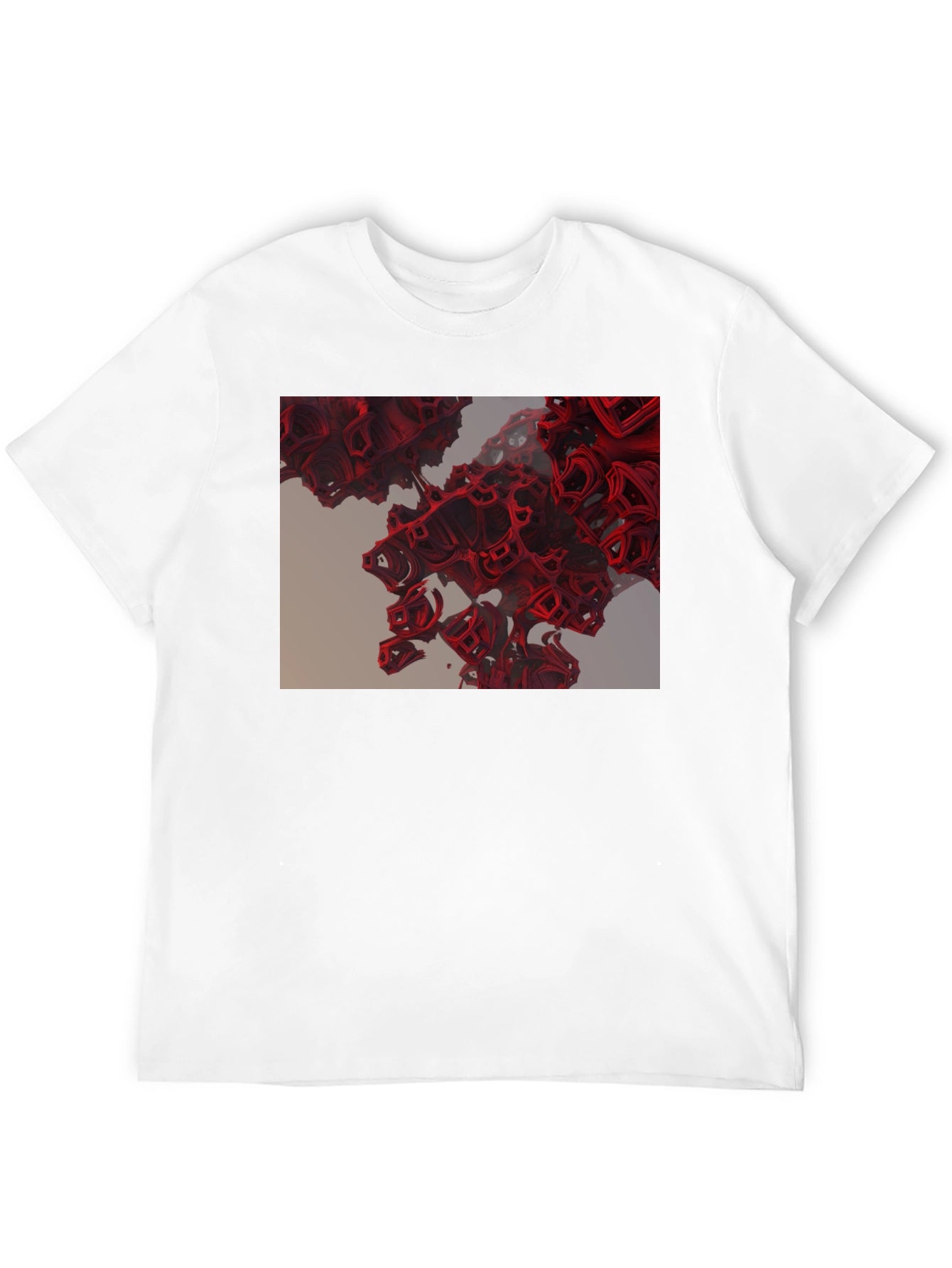 Abstract Red Cube Design Black T-Shirt