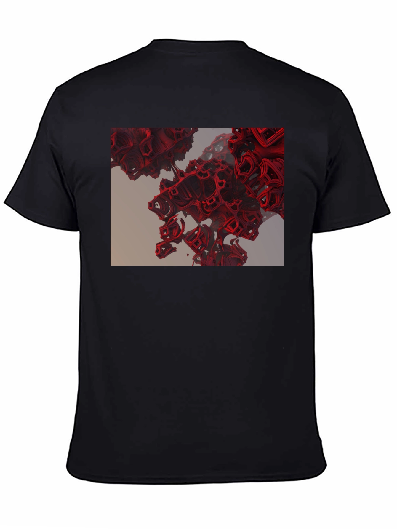 Abstract Red Cube Design Black T-Shirt