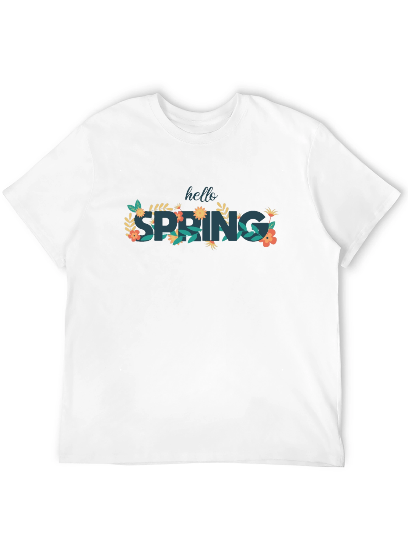 Hello Spring Black Graphic T-Shirt