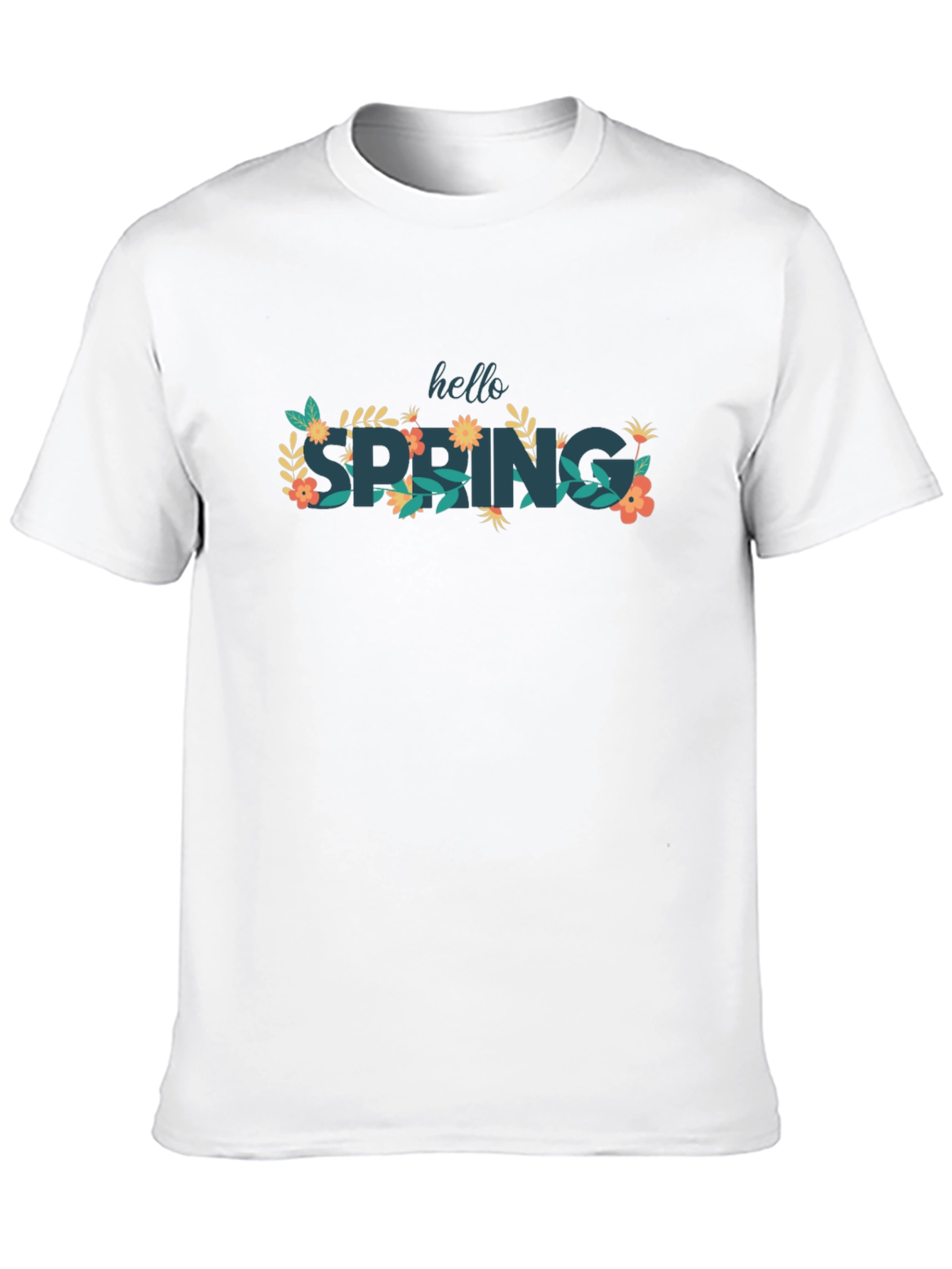 Hello Spring Black Graphic T-Shirt