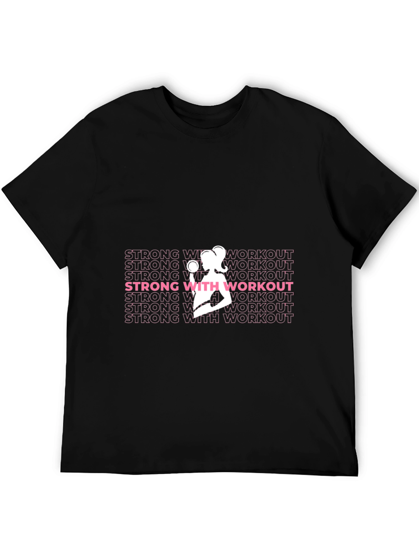 Strong With Workout Graphic Tee - Black