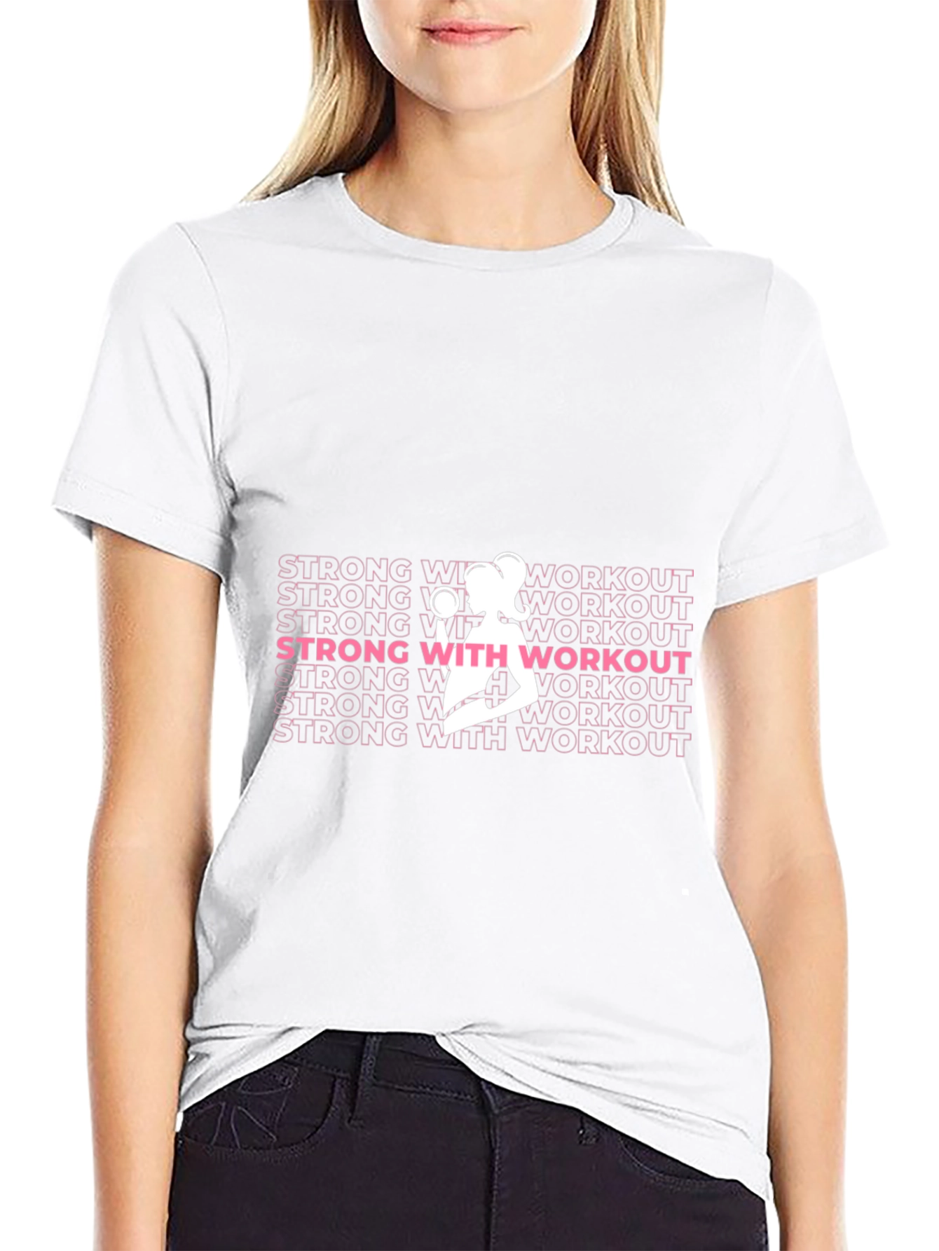 Strong With Workout Graphic Tee - Black