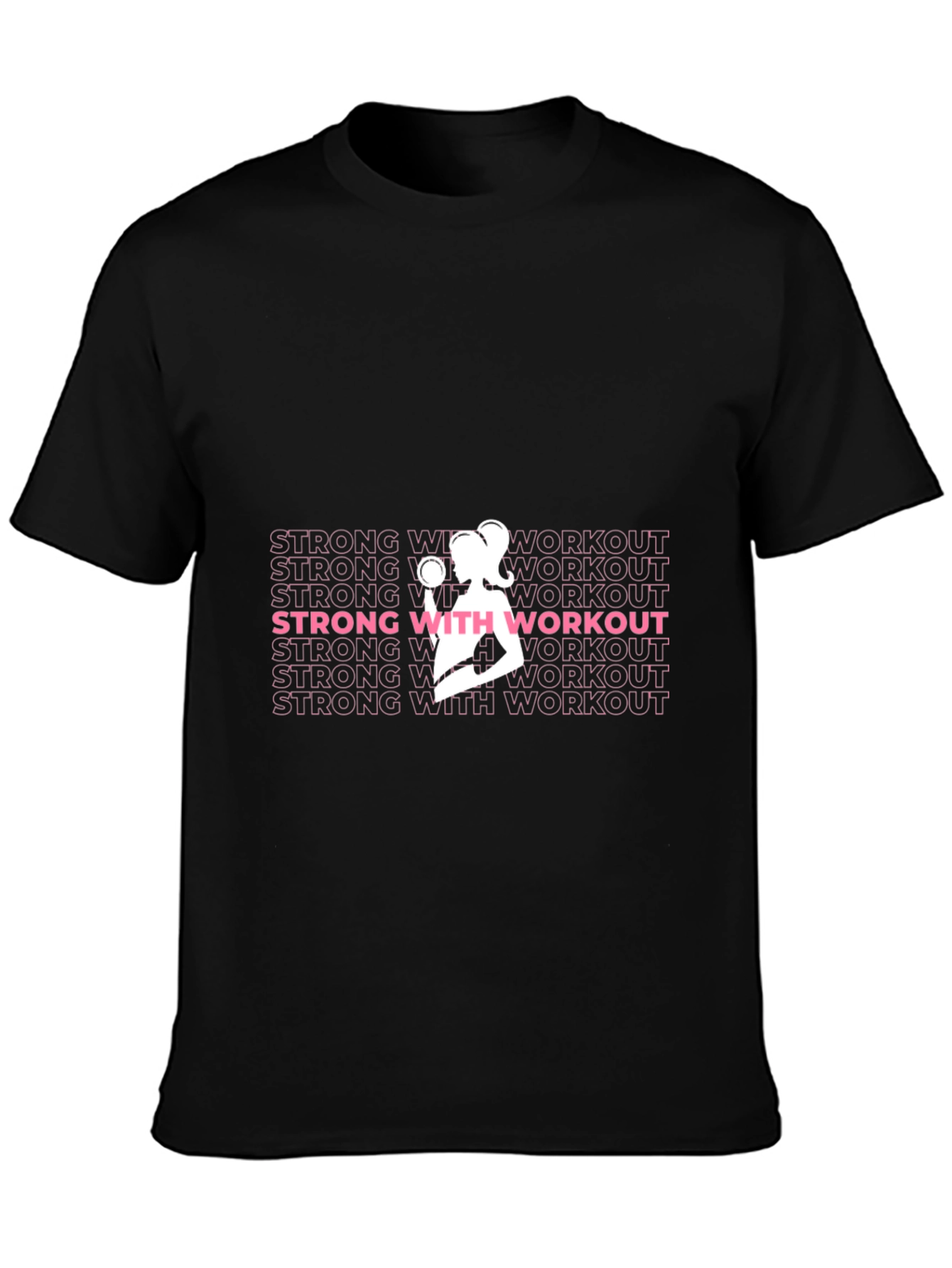 Strong With Workout Graphic Tee - Black