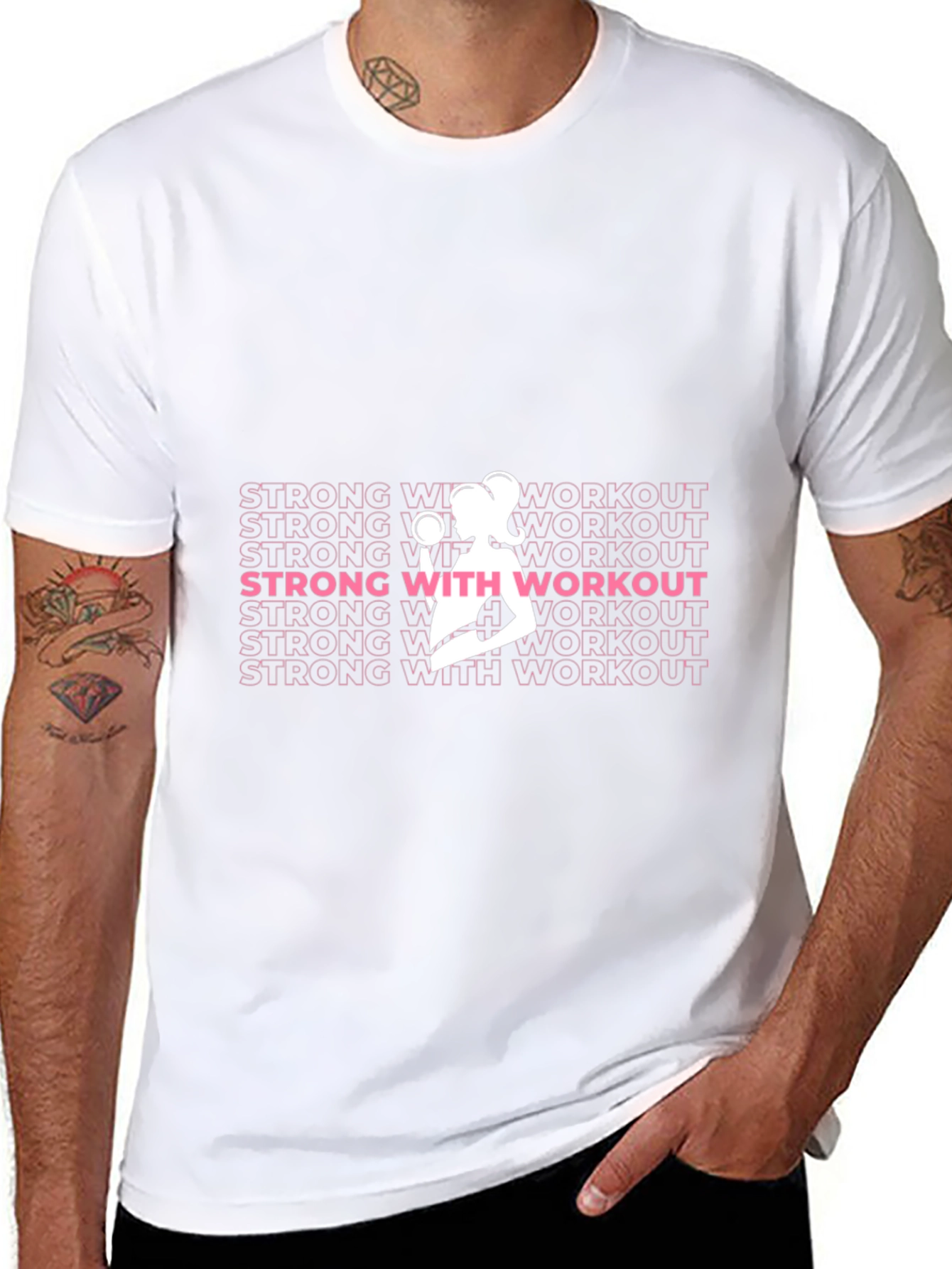 Strong With Workout Graphic Tee - Black
