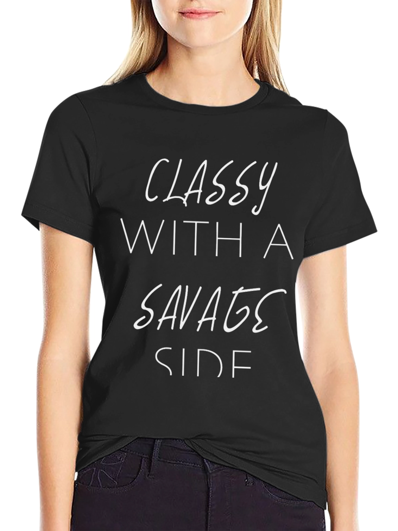 Classy With A Savage Side Black Graphic Tee