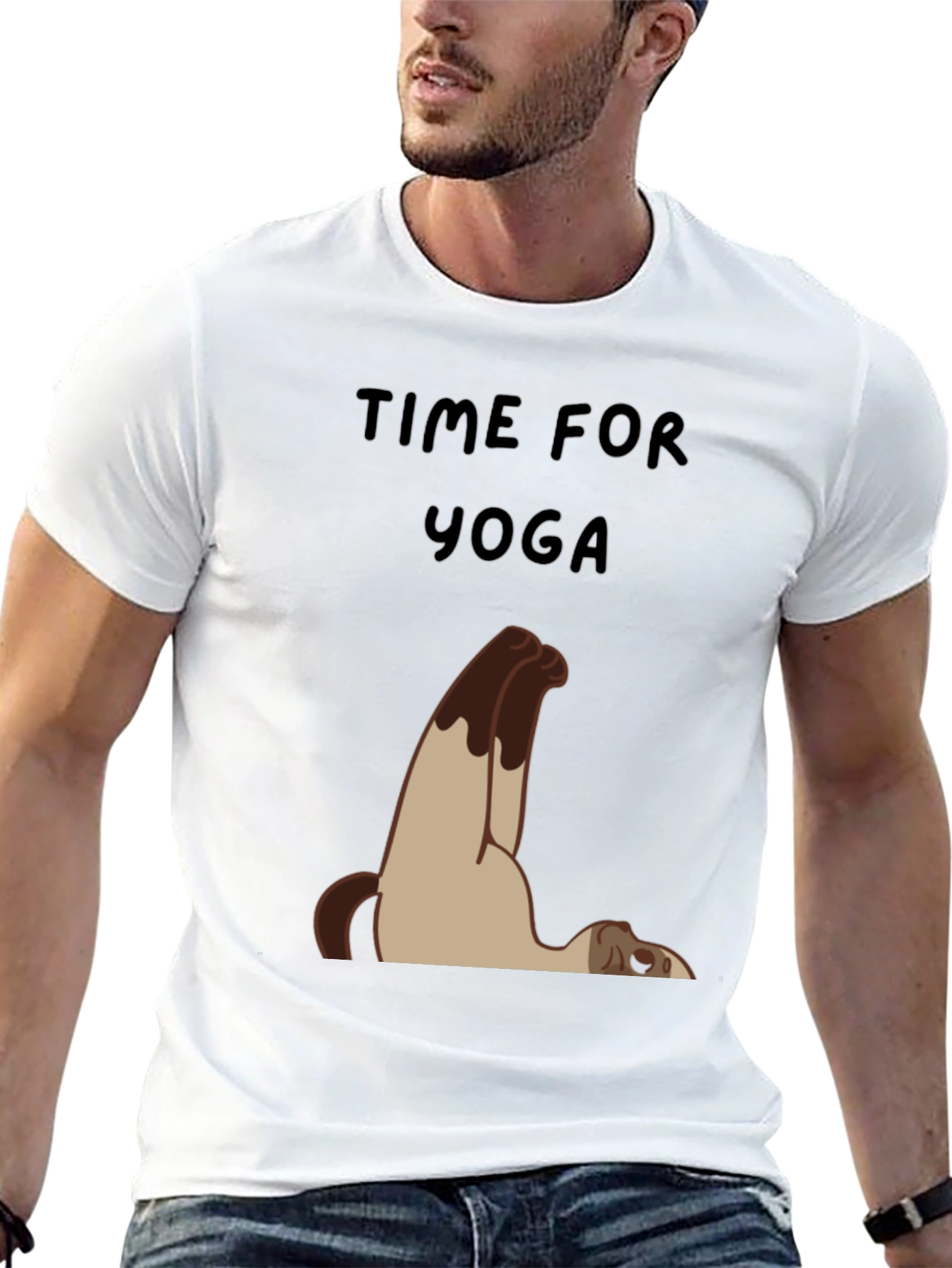 Time For Yoga Cat Graphic T-Shirt