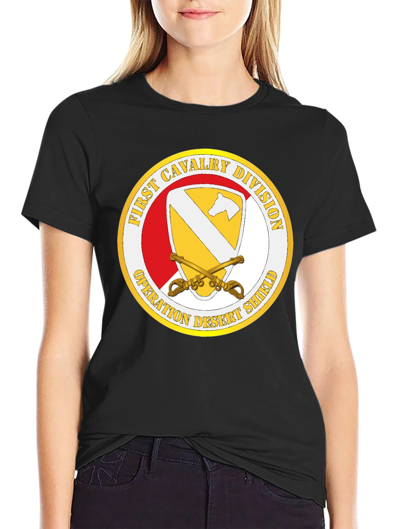 First Cavalry Division Desert Shield Black T-Shirt