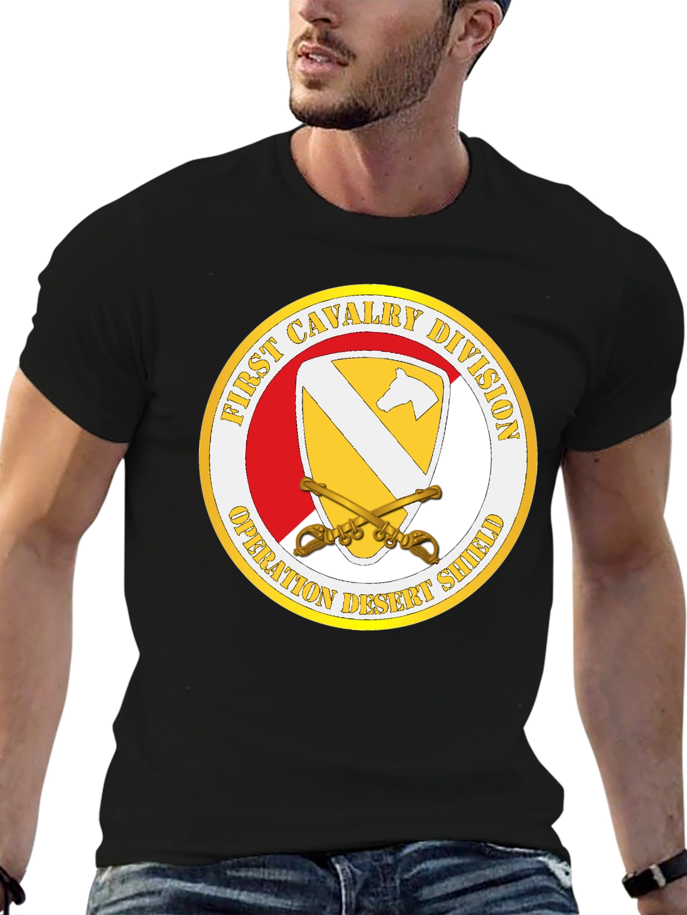 First Cavalry Division Desert Shield Black T-Shirt