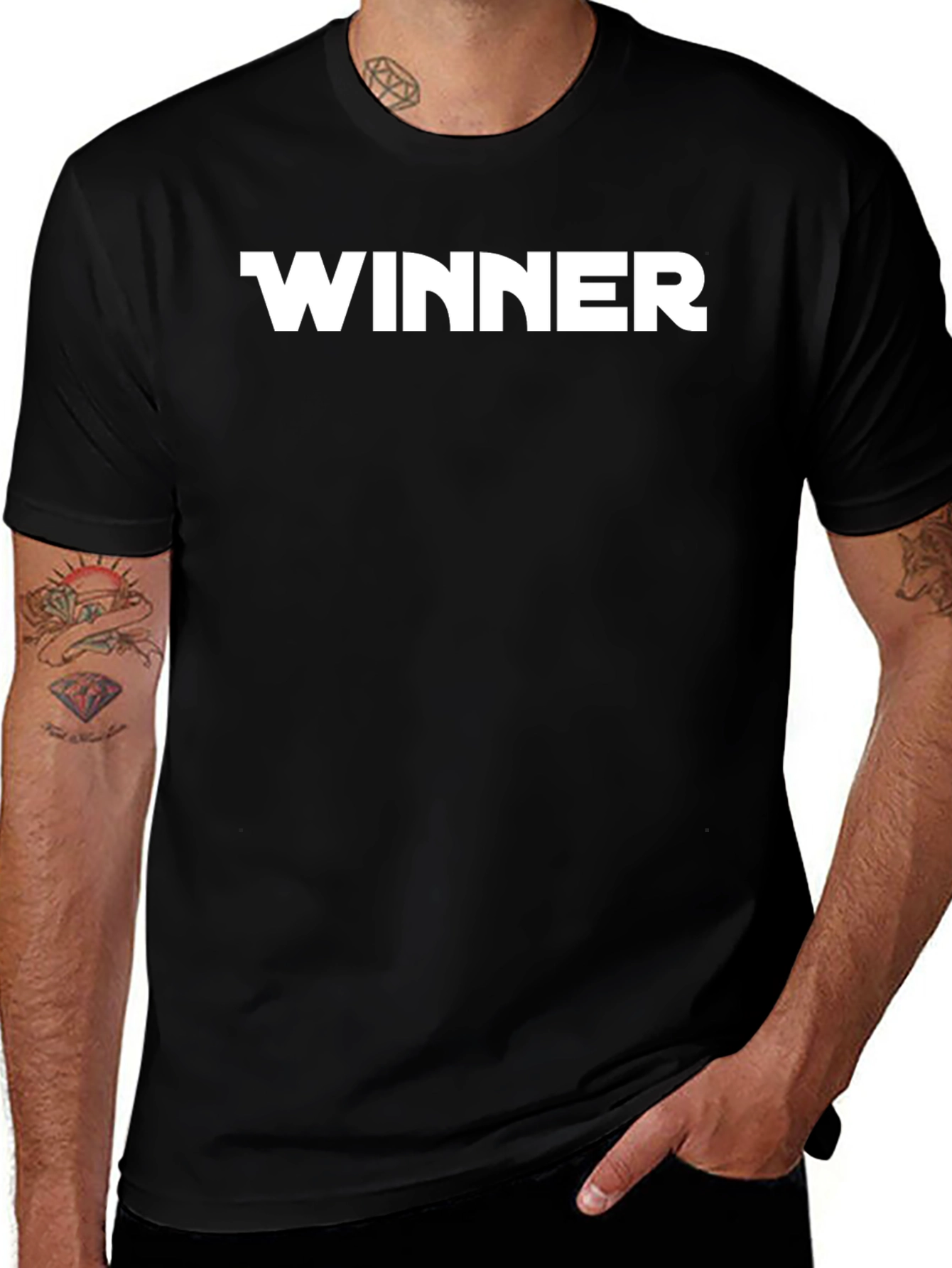 Winner Black Cotton T-Shirt - Bold Statement Tee