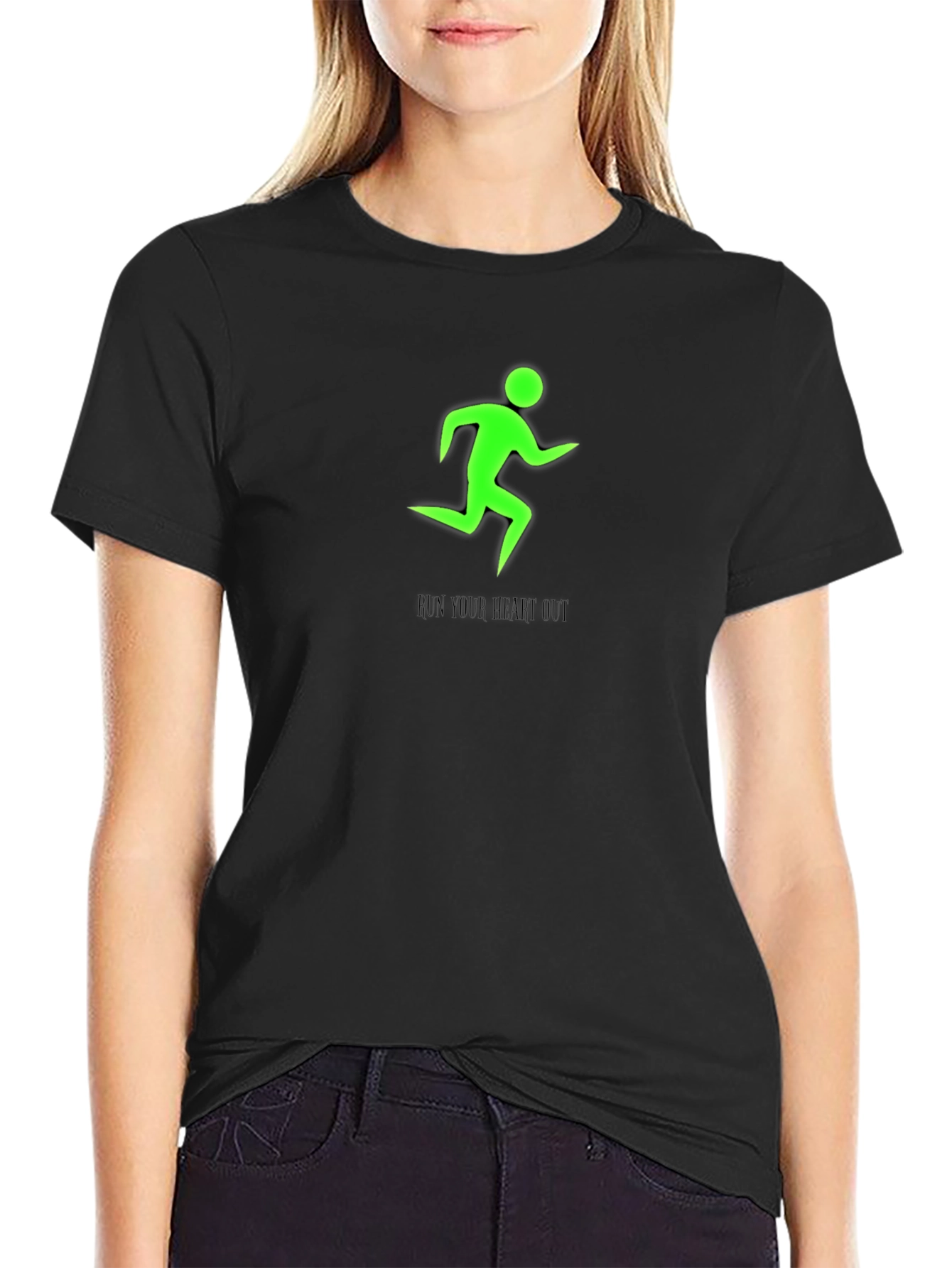 Run Your Heart Out Black Graphic Tee