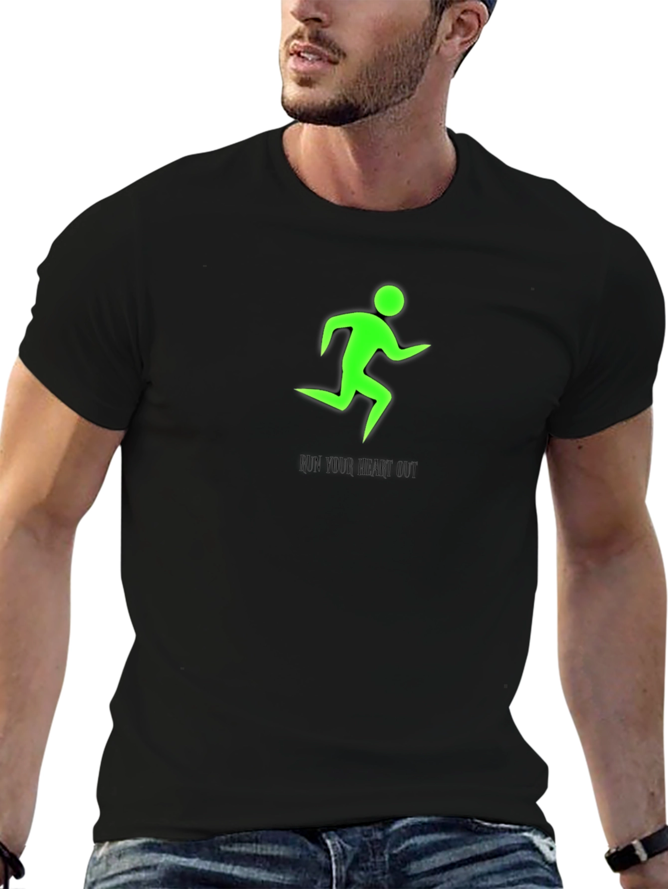 Run Your Heart Out Black Graphic Tee
