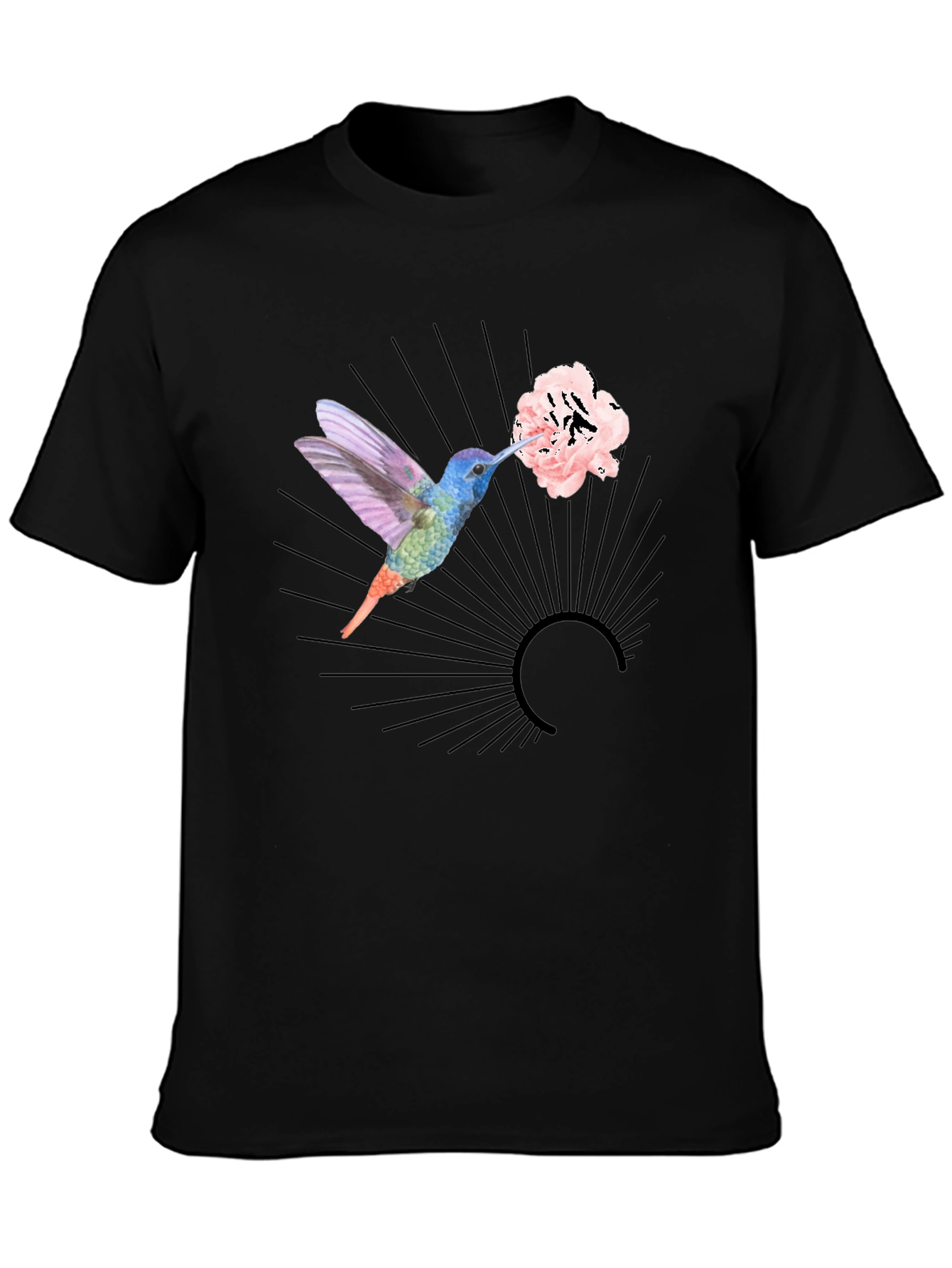 Hummingbird Floral Graphic Black Tee