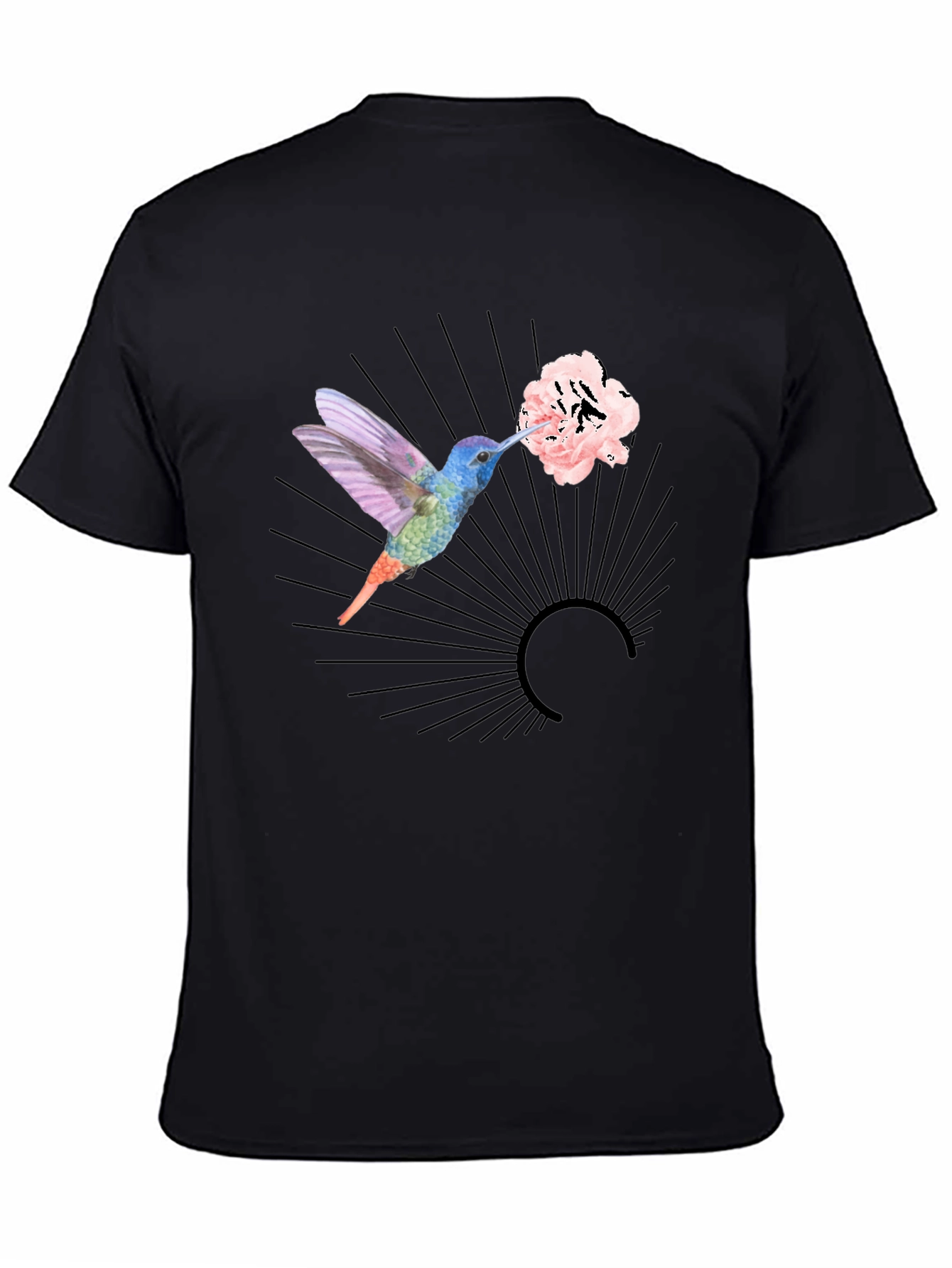 Hummingbird Floral Graphic Black Tee