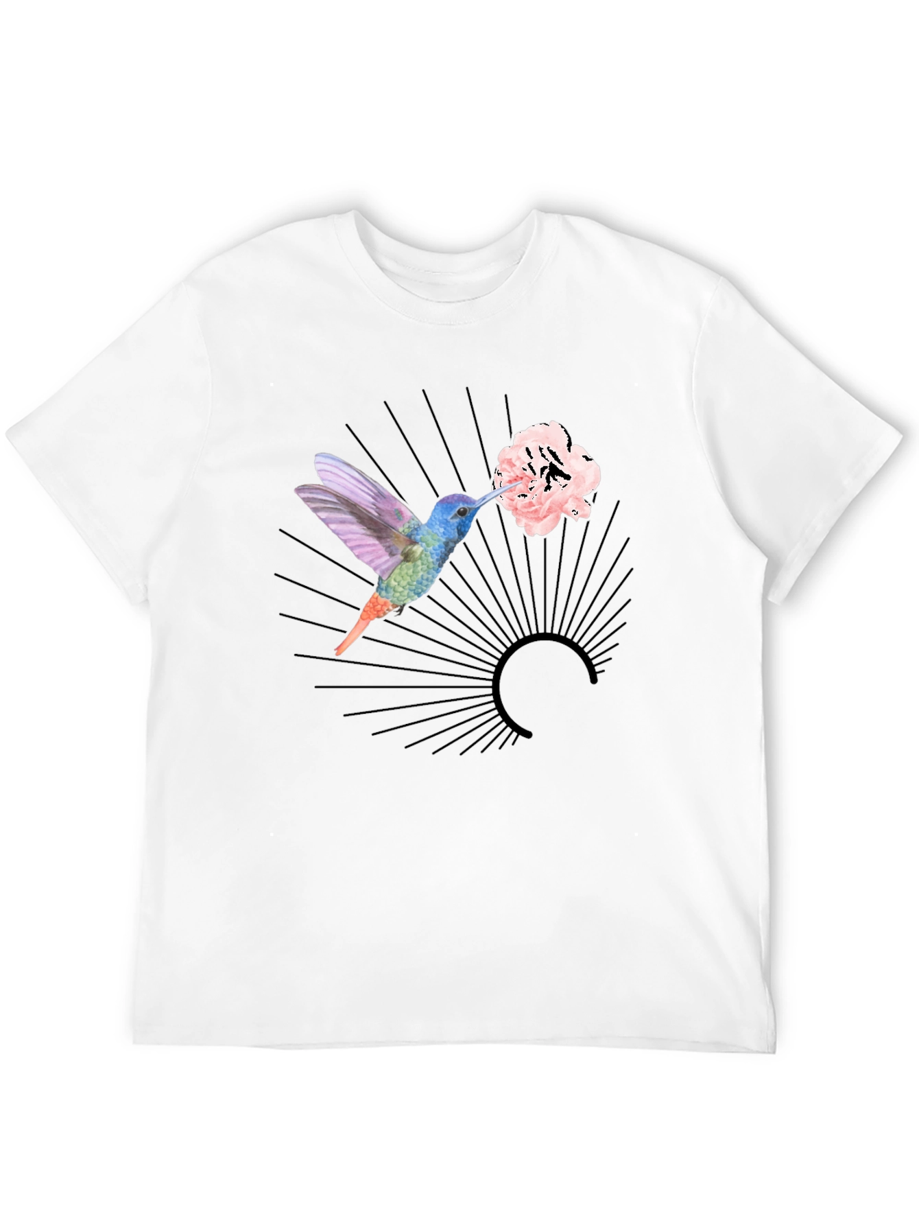 Hummingbird Floral Graphic Black Tee