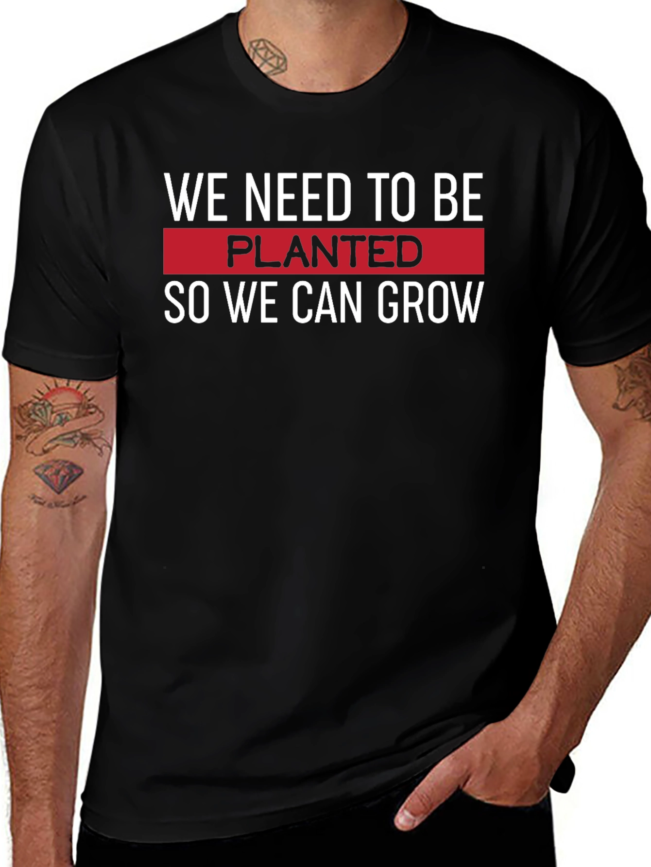 Planted to Grow T-Shirt - Motivational Black Tee