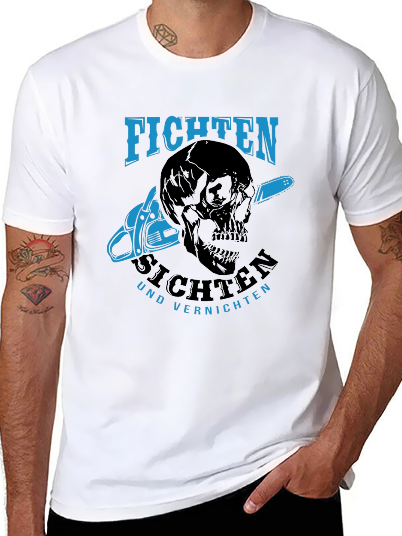 Fichten T-Shirt - Skull & Chainsaw Design