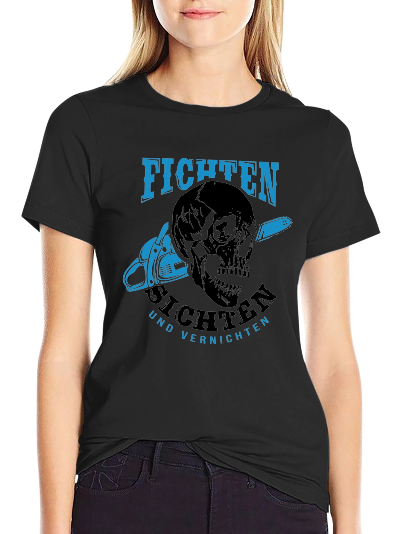 Fichten T-Shirt - Skull & Chainsaw Design