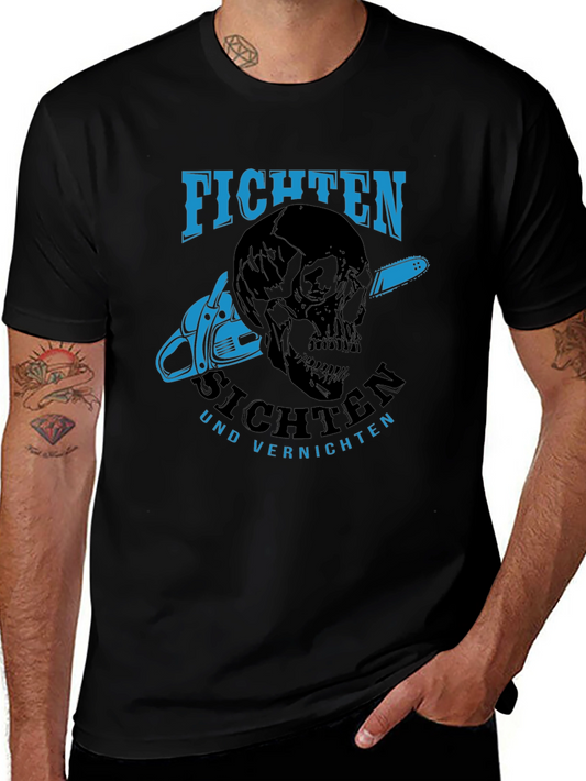 Fichten T-Shirt - Skull & Chainsaw Design