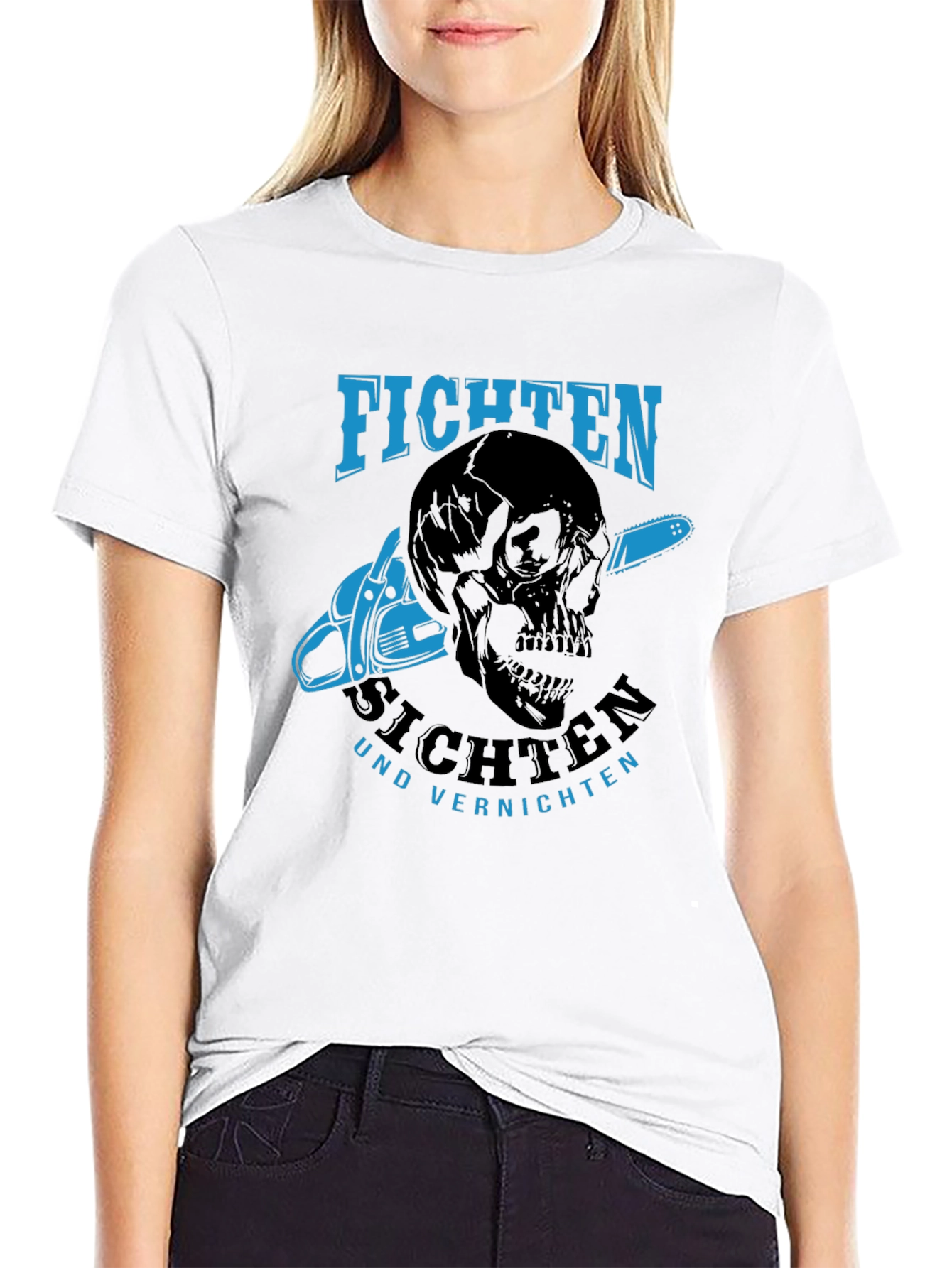 Fichten T-Shirt - Skull & Chainsaw Design