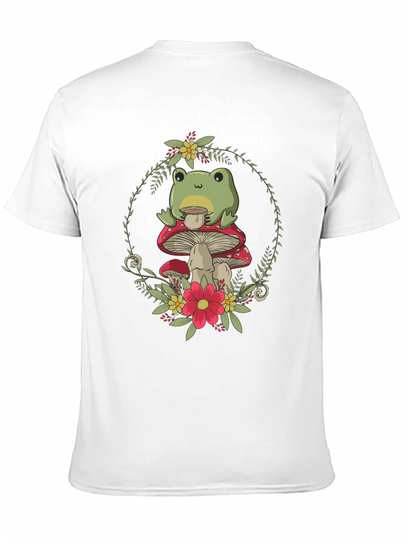 Frog on Mushroom T-Shirt - Whimsical Nature Tee