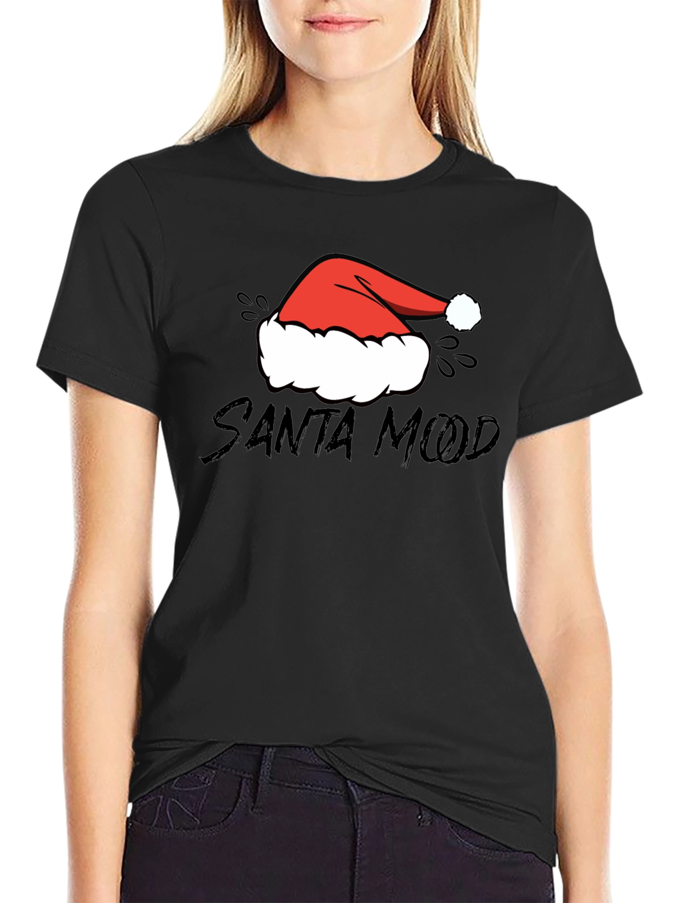 Santa Mood Graphic Tee - Holiday Festive Shirt