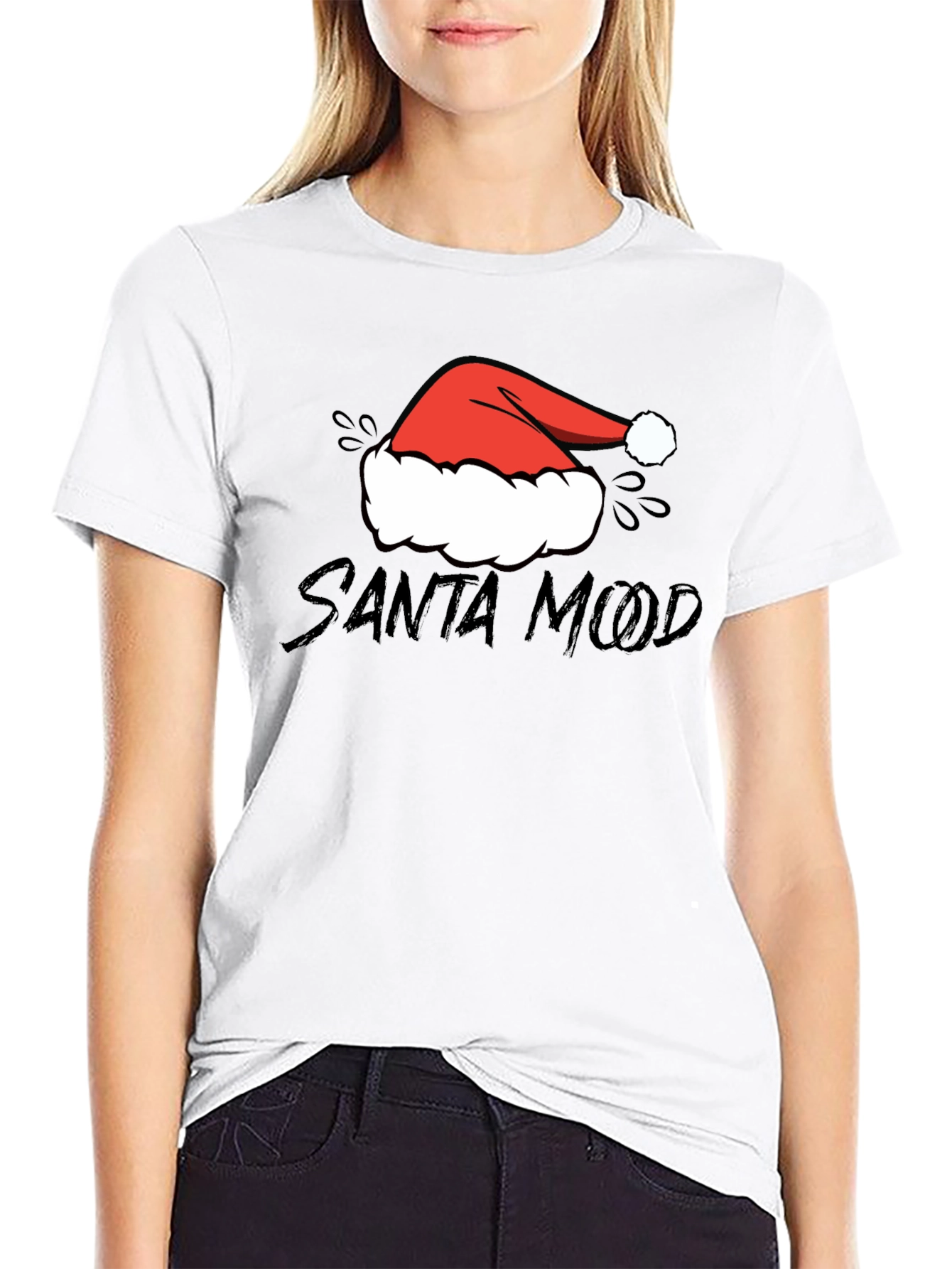 Santa Mood Graphic Tee - Holiday Festive Shirt