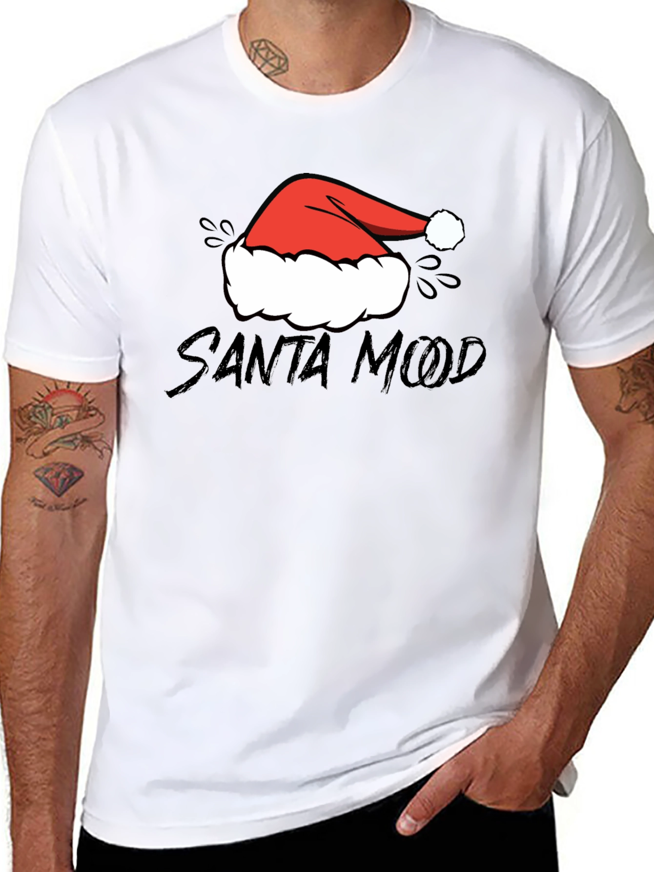 Santa Mood Graphic Tee - Holiday Festive Shirt