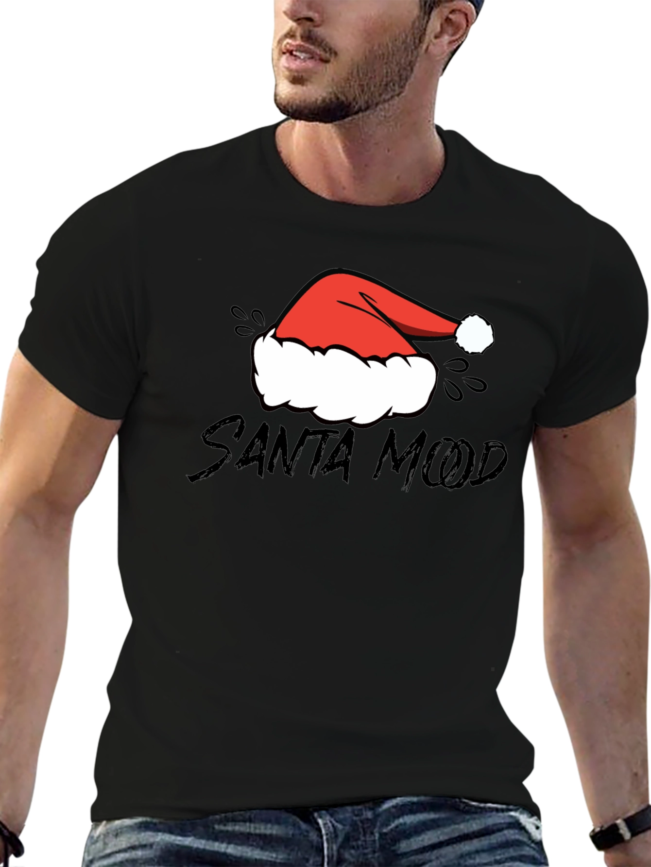 Santa Mood Graphic Tee - Holiday Festive Shirt