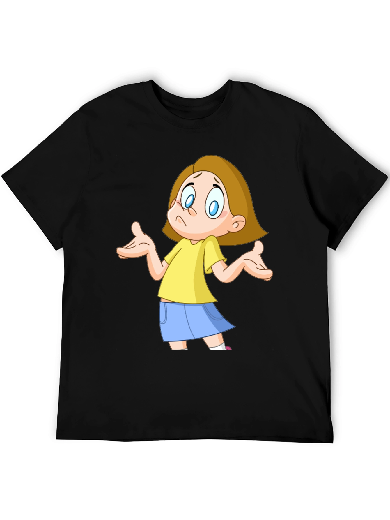 Cartoon Girl Graphic Black T-Shirt