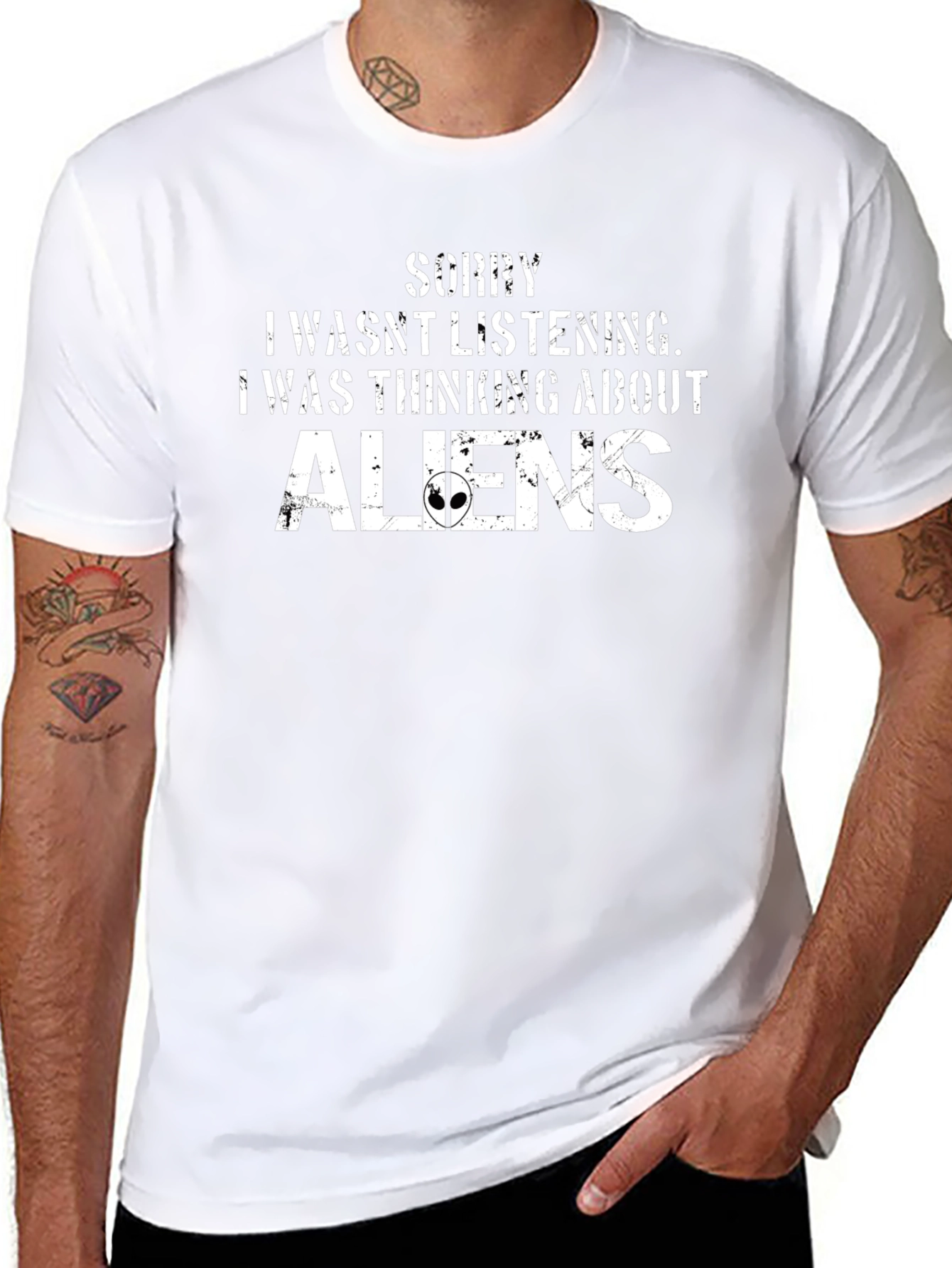 Sorry Thinking About Aliens Black T-Shirt