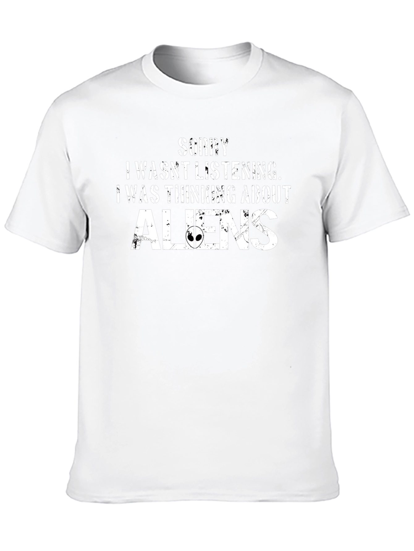 Sorry Thinking About Aliens Black T-Shirt