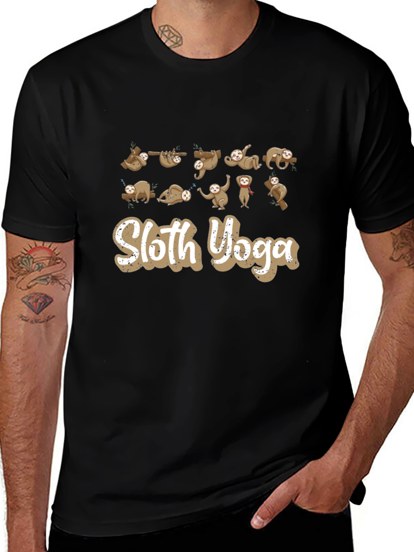 Sloth Yoga Black T-Shirt
