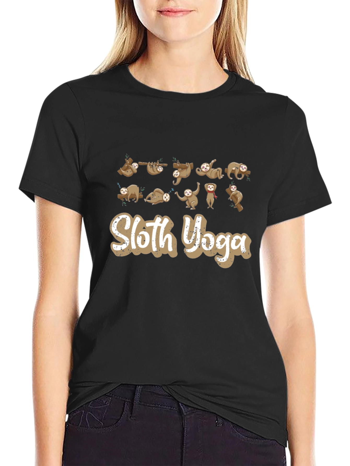 Sloth Yoga Black T-Shirt