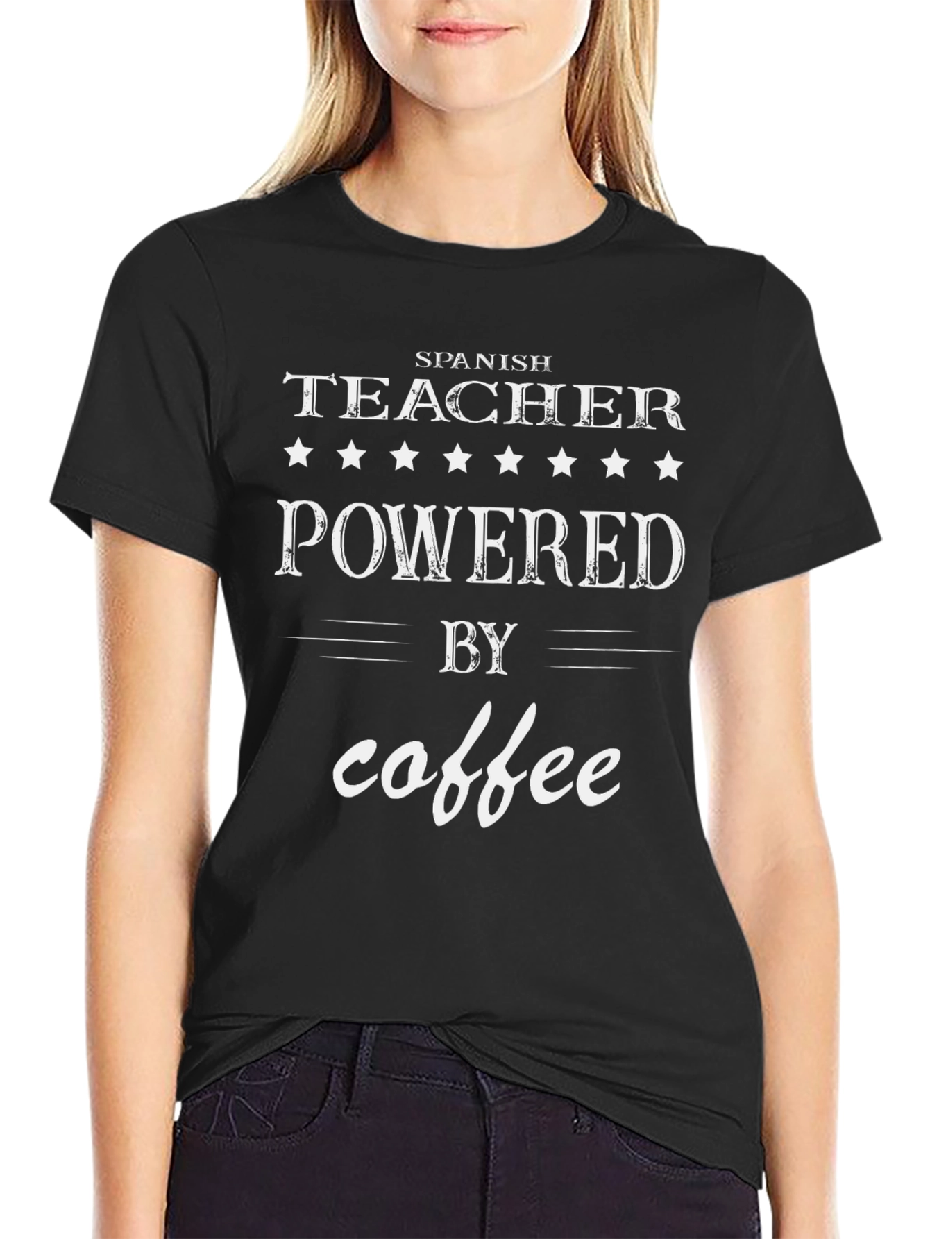 Spanish Teacher Powered by Coffee T-Shirt
