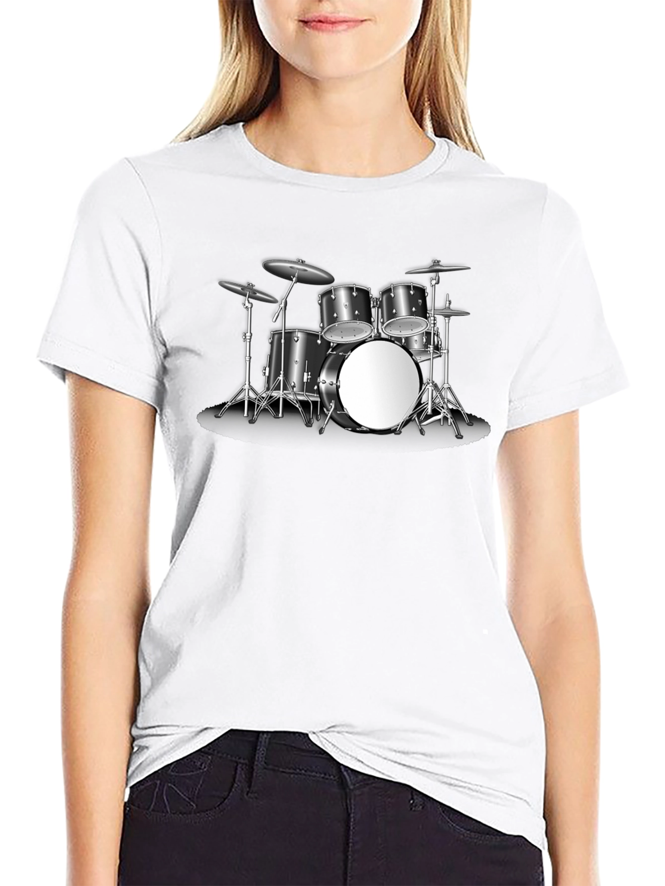 Drum Kit Graphic Tee - Music Lovers Black T-Shirt