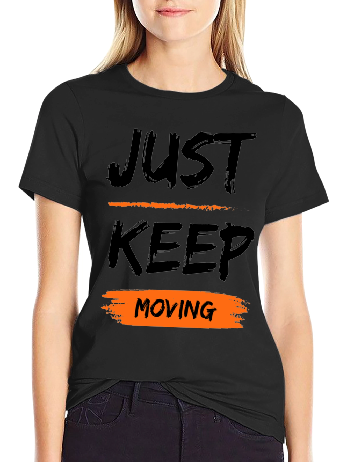 Just Keep Moving Black T-Shirt