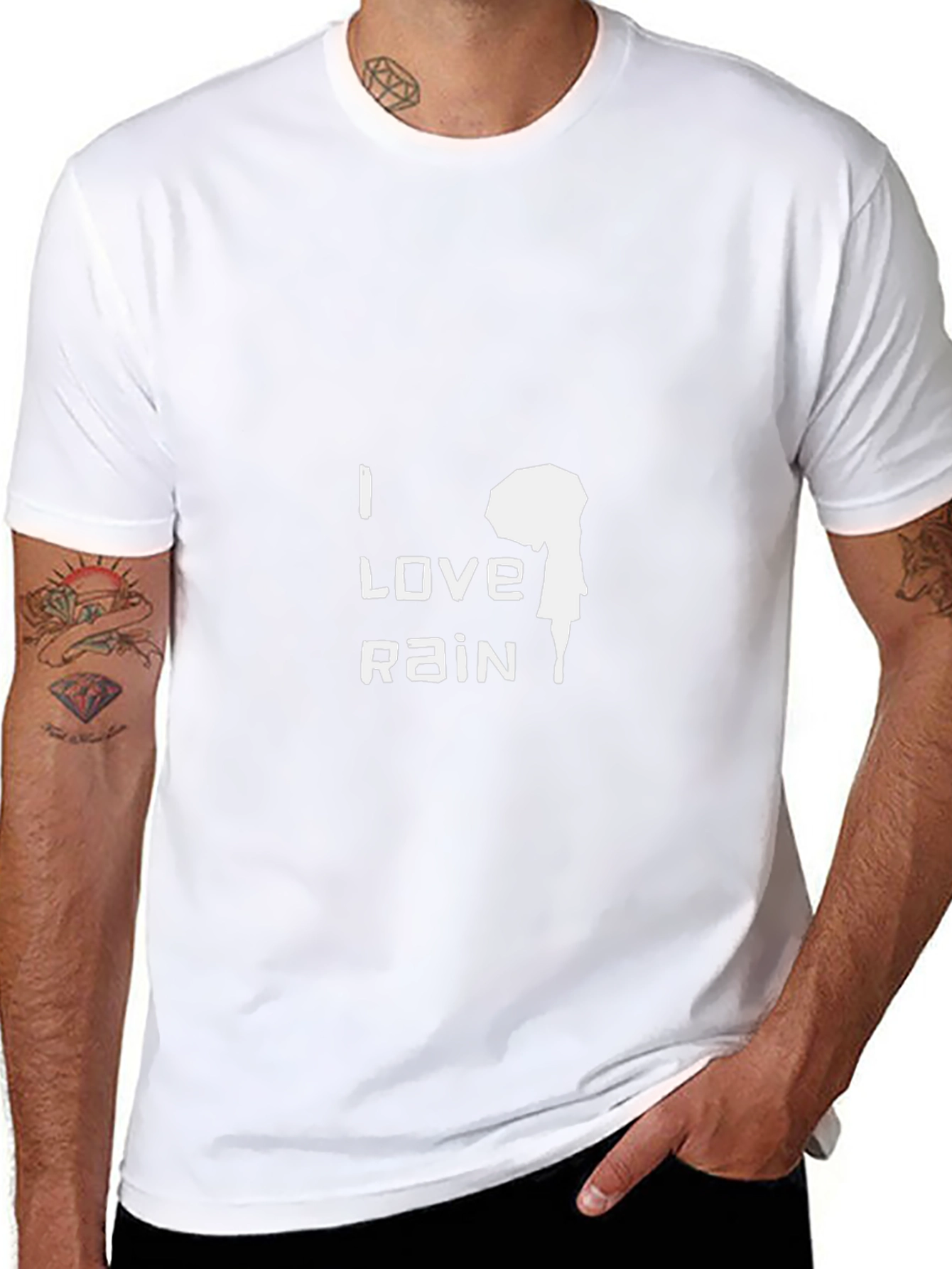 I Love Rain Graphic Black T-Shirt