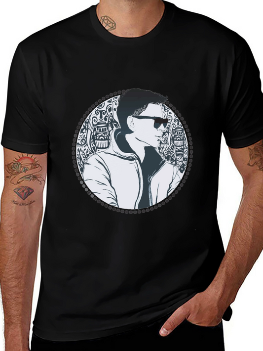 Cool Graphic Tee - Retro Style Man Portrait T-Shirt