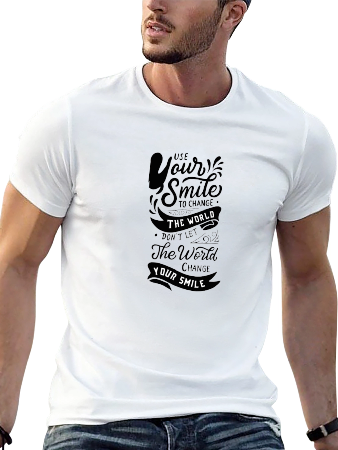 Motivational Black T-Shirt: Use Your Smile